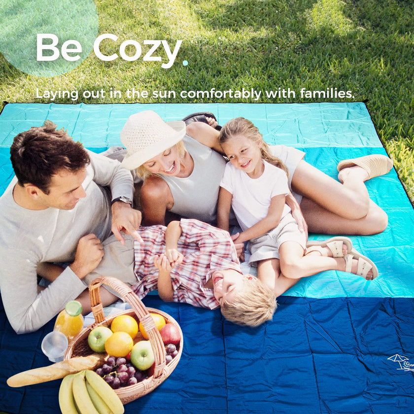 OCOOPA Sandproof Beach Blanket Waterproof, Extra Large 8 Persons Family Size 10'X9.2', Comfortable Parachute Nylon, Cozy& Chic, Compact& Light, Reinforced Windproof,4 Stakes&1 Travel Bag 🍁 All In One Marketplace Canada