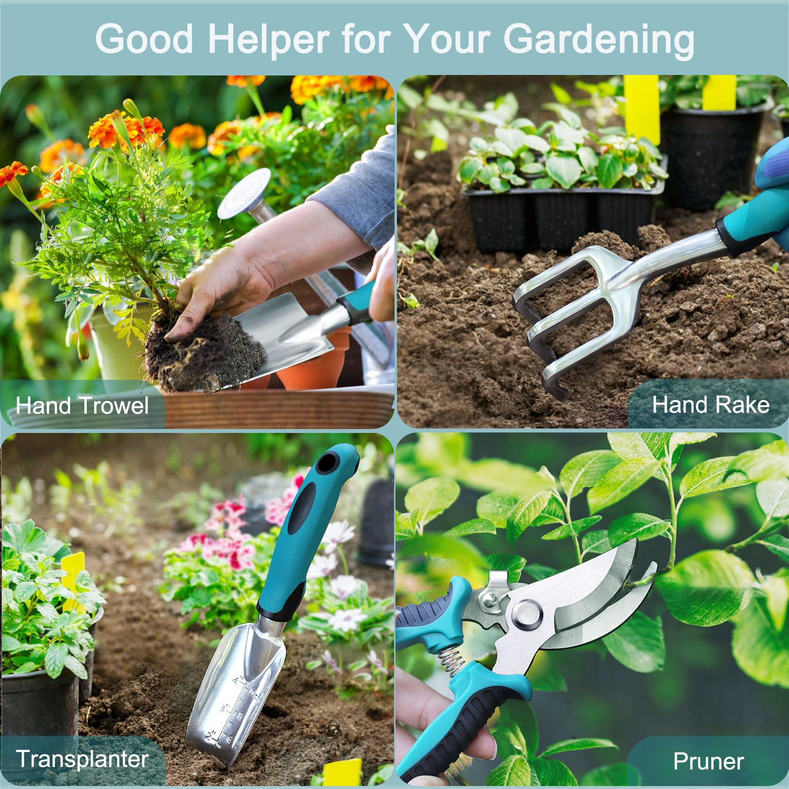 Kynup Gardening Tools 7-Piece, Heavy Duty Garden Tools Set with Non-Slip Ergonomic Handle, Repotting Mat, Rust-Proof, Gardening Hand Tools with Handbags and Gloves, Gardening Gifts for Women and Men 🍁 All In One Marketplace Canada