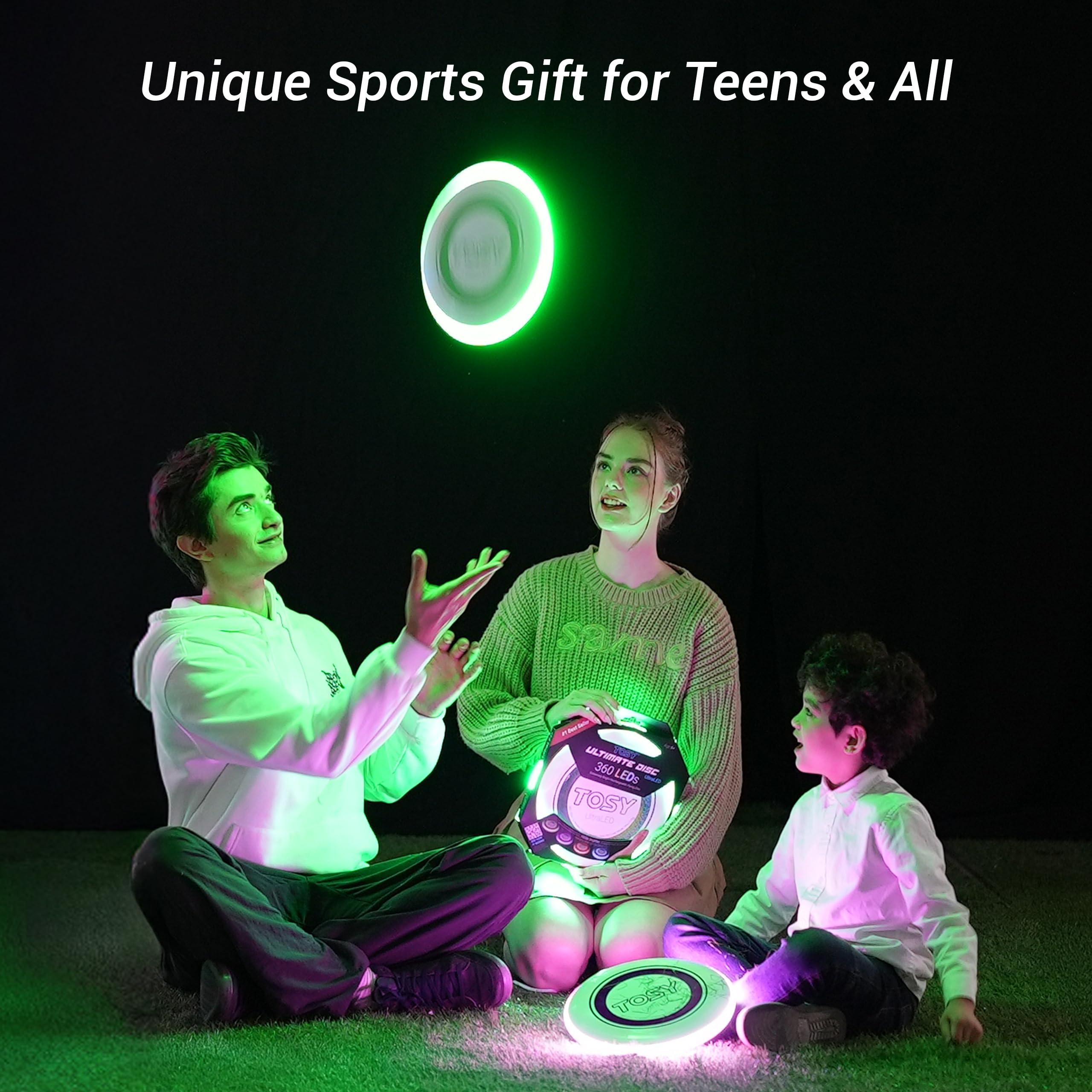 TOSY Flying Disc - 108 RGB Multicolor LEDs, Super Bright, Smart Modes, Cool Valentine Easter Gift, Camping Toy for Kid/Teen/Adult, Auto Light Up, Rechargeable, Waterproof, 175g 🍁 All In One Marketplace Canada