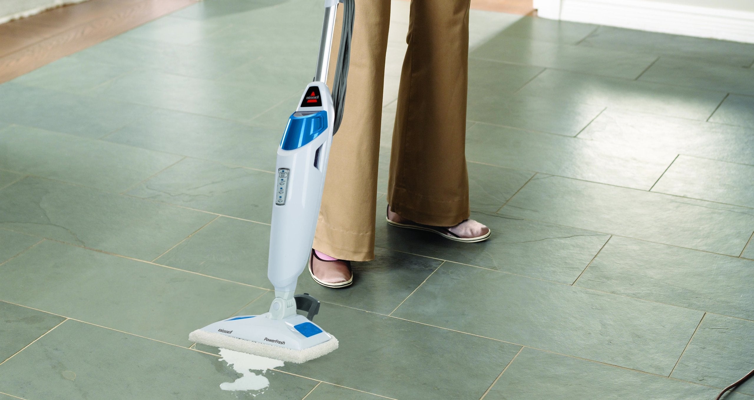 BISSELL PowerFresh Steam Mop with Natural Floor Sanitization, Kills 99.9% of Germs Without Chemicals, Flip-Down Scrubber, SmartSet Steam Control, Hardwood Tile and Sealed Floor Cleaner, 19401 🍁 All In One Marketplace Canada