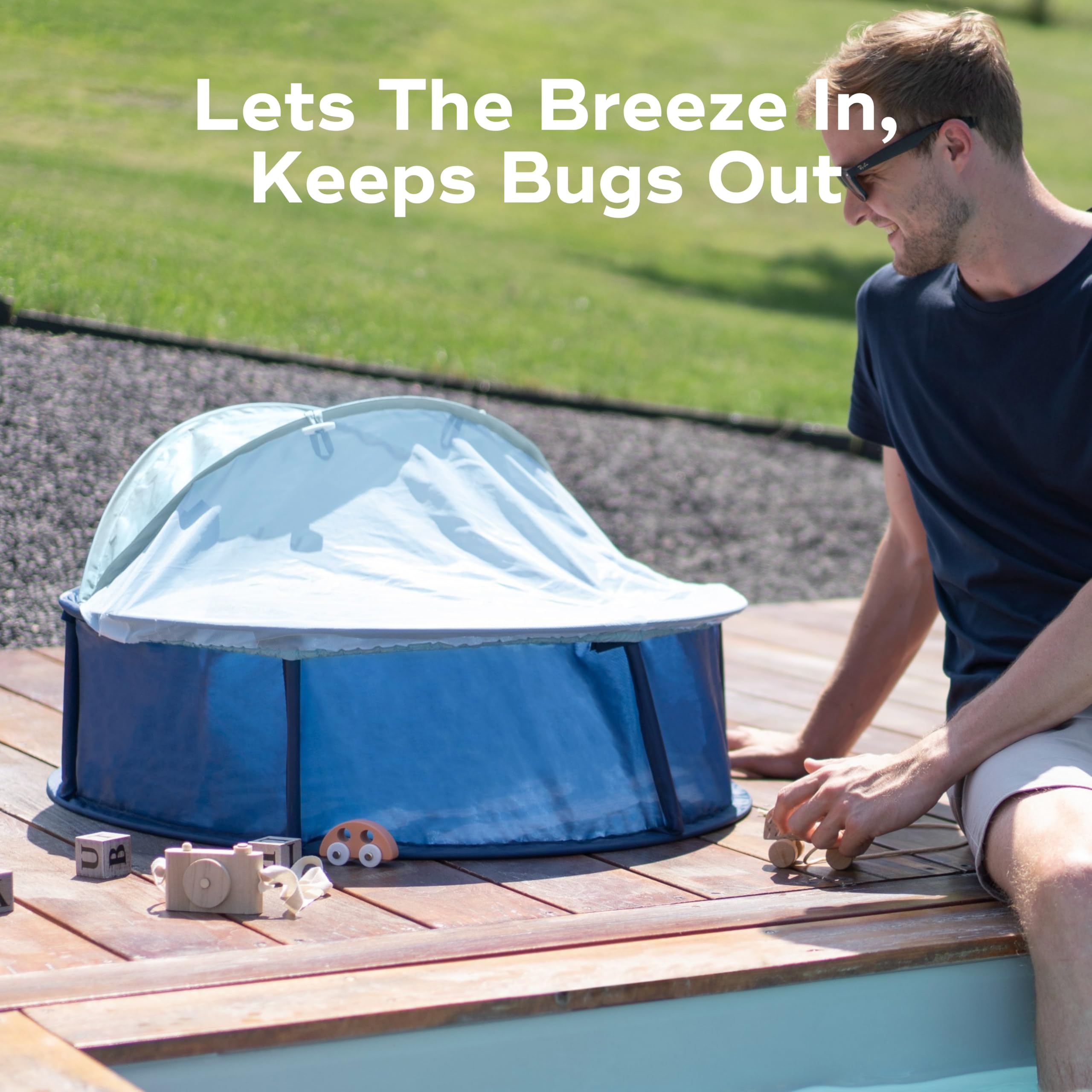 Babymoov Babyni Anti-UV Infant Pop-Up Tent, Portable Baby Beach Shelter with UPF 50+ Sun Protection, Ventilated Outdoor Canopy, Floor Mat, Sensory Details & Travel Bag, Marine 🍁 All In One Marketplace Canada