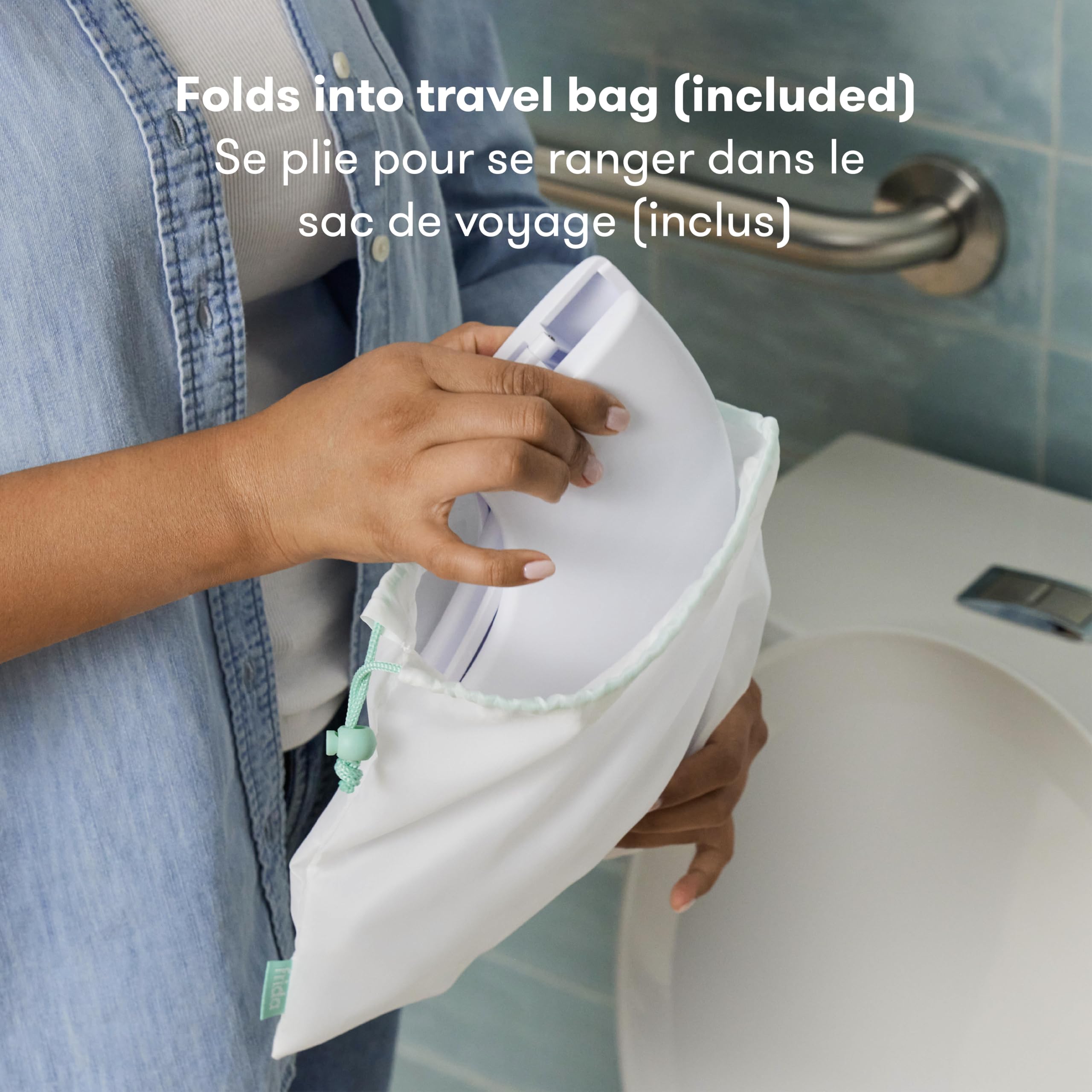Frida Baby Fold-and-Go Potty Seat for Toilet, Foldable Travel Potty Seat for Toddler, Fits Round & Oval Toilets, Non-Slip Base, Handles, Includes Free Travel Bag 🍁 All In One Marketplace Canada