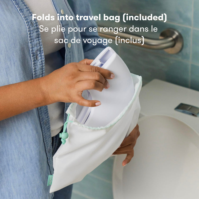 Frida Baby Fold-and-Go Potty Seat for Toilet, Foldable Travel Potty Seat for Toddler, Fits Round & Oval Toilets, Non-Slip Base, Handles, Includes Free Travel Bag 🍁 All In One Marketplace Canada