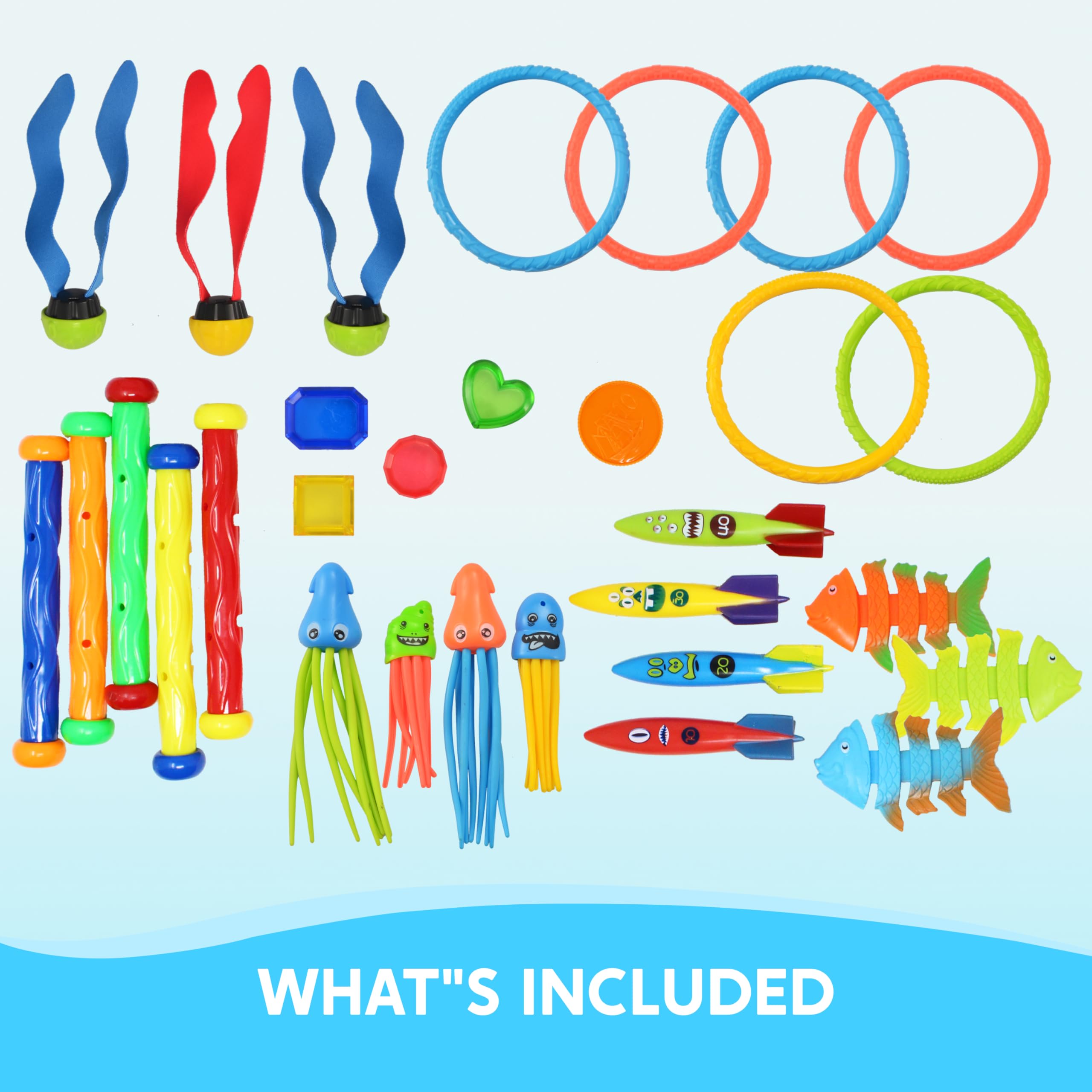 Sloosh 30 Pcs Diving Pool Toys for Kids Ages 3-12 Jumbo Set with Storage Bag Pool Games Summer Swim Water FishToys 🍁 All In One Marketplace Canada