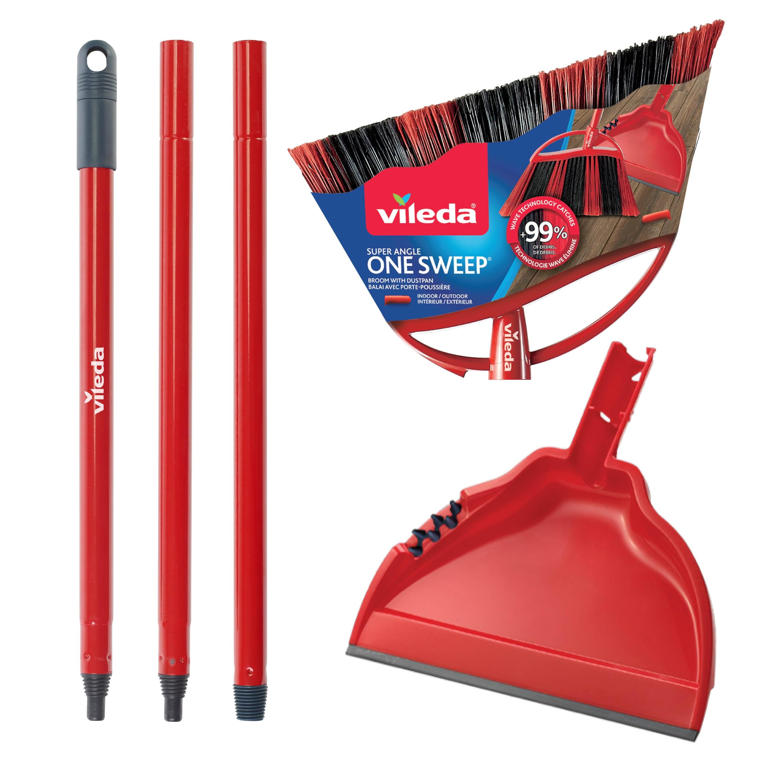 Vileda One Sweep Broom with Step-On Dustpan | Catches Over 99% of Dust & Dirt | Indoor Broom 🍁 All In One Marketplace Canada
