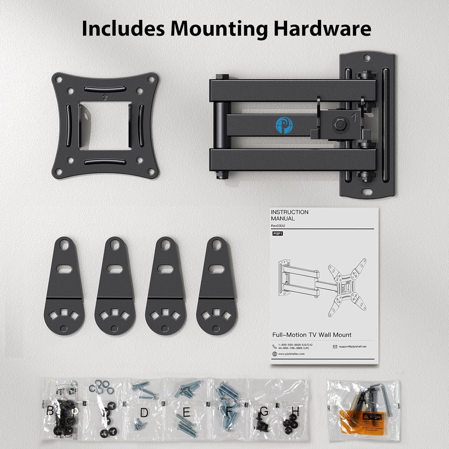 Pipishell Full Motion TV Wall Mount for 13-43 Inch LED LCD Flat Curved Screen TVs & Monitors, Max VESA 200x200mm up to 44lbs, Swivel TV Mount Wall Bracket with Rotation Swivel Tilt Extension, PISF1 🍁 All In One Marketplace Canada