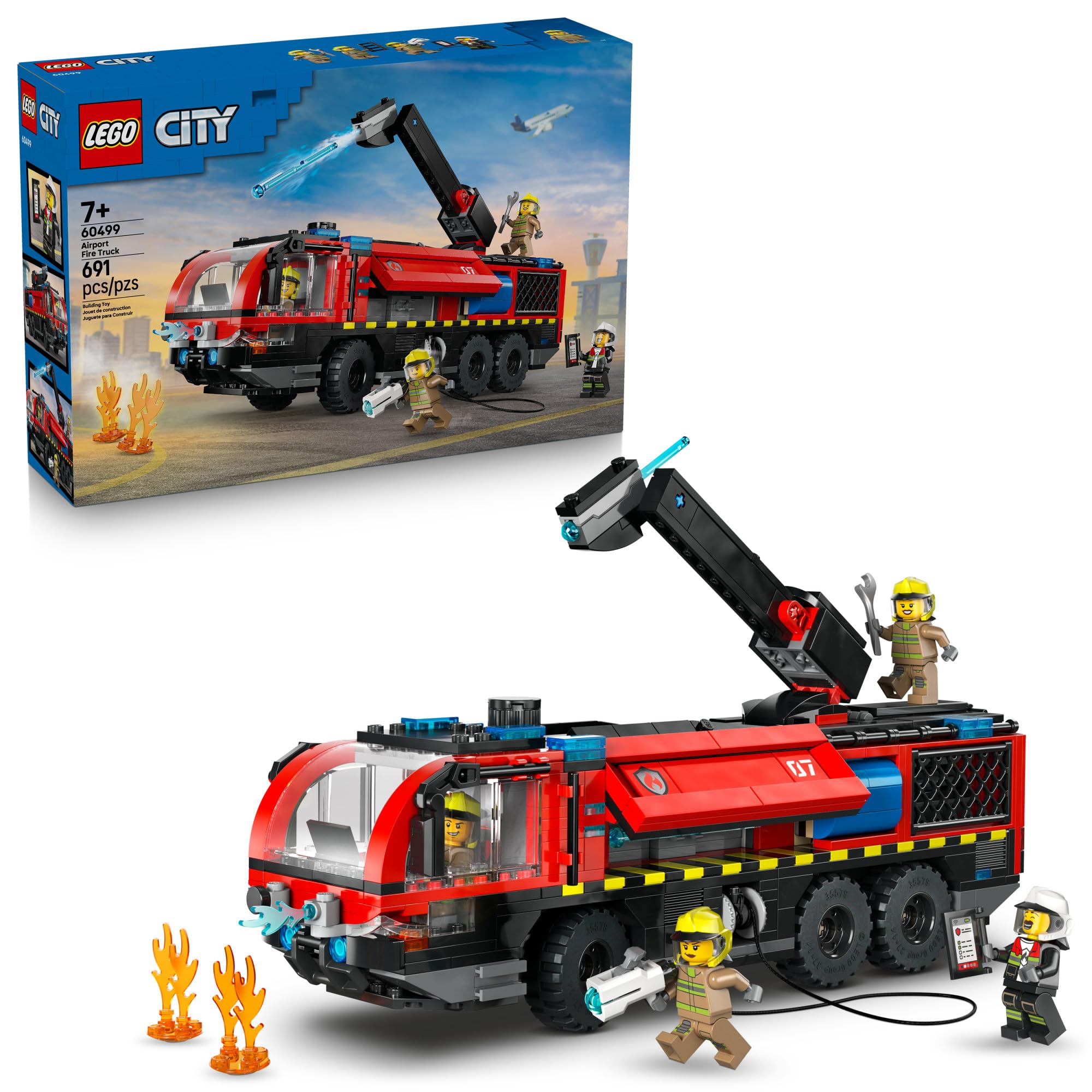 LEGO City Airport Fire Truck Kids Building Toy - Pretend Play Emergency Vehicle for Boys & Girls, Ages 7+ - Fire Engine Toy W/ 4 Firefighter Minifigures - Gift Idea for Birthdays - 60499 🍁 All In One Marketplace Canada