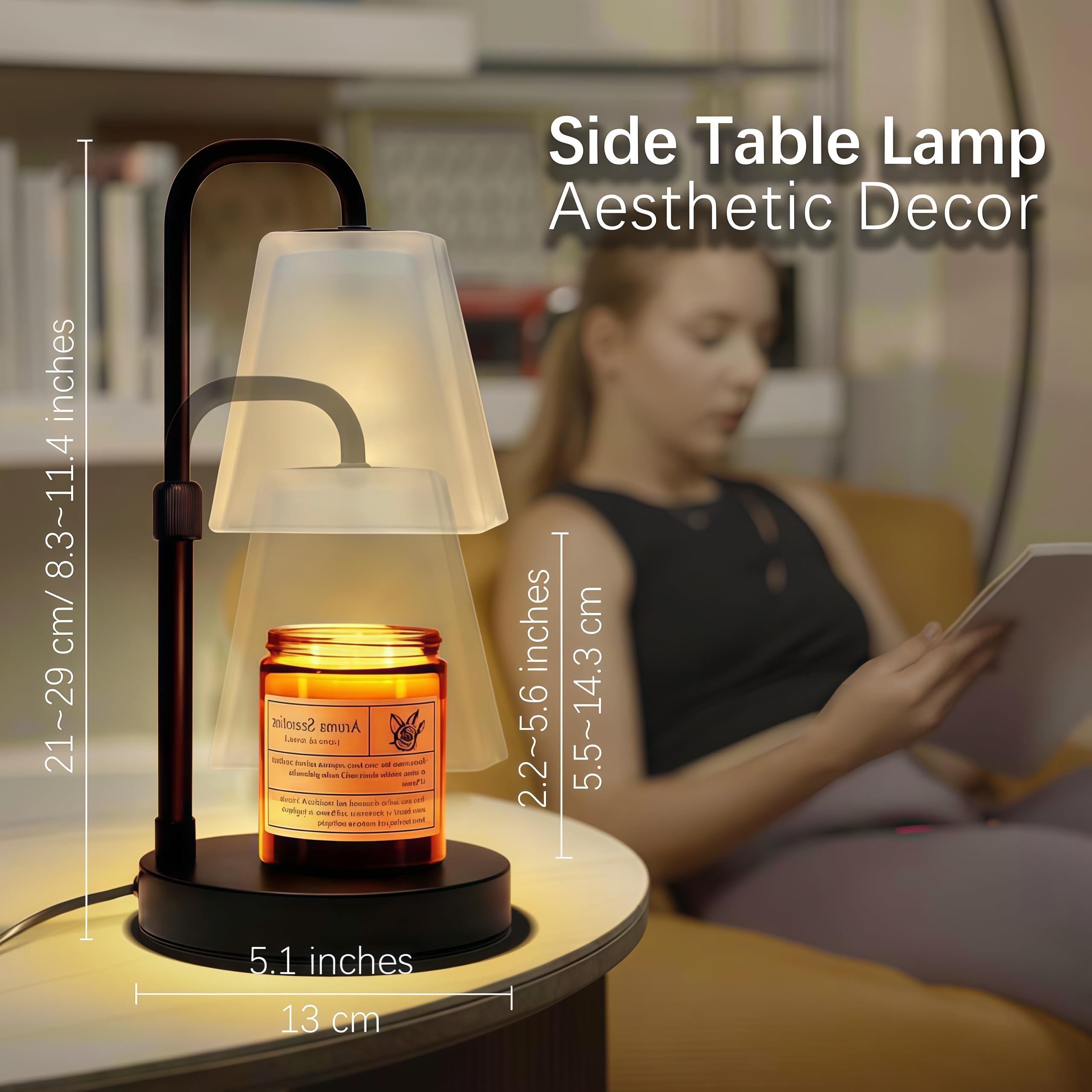 JIMEI Candle Warmer Lamp with Timer Electric Wax Warmer for Scented Wax Melt Warmer Light Melter for Jar Candles Dimmable Adjustable Height Gifts for Women Mom House Warming Frossted Glass Black 🍁 All In One Marketplace Canada
