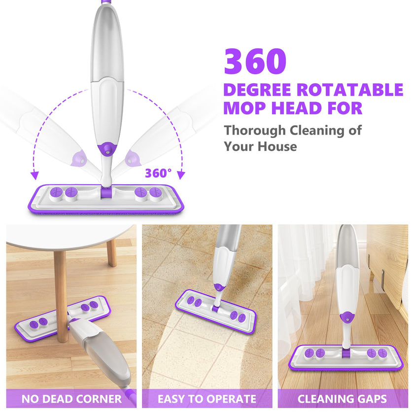 Spray Mops for Hardwood Floor Cleaning, Microfiber Flat Floor Mop with Washable Reusable Pads, Dust Wood Laminate Tile Wet Dry Mopping Head Fit for Disposable Dry Wet Sweeping Refills Cloths 🍁 All In One Marketplace Canada