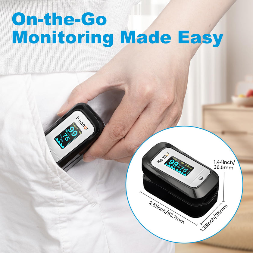 Pulse Oximeter, Oxygen Meter Finger Monitor with Alarm & PI, Finger Pulse Oximeter for SpO2 Blood Oxygen Saturation & Heart Rate, Portable O2 Monitor for Adults & Kids, Batteries & Lanyard Included 🍁 All In One Marketplace Canada
