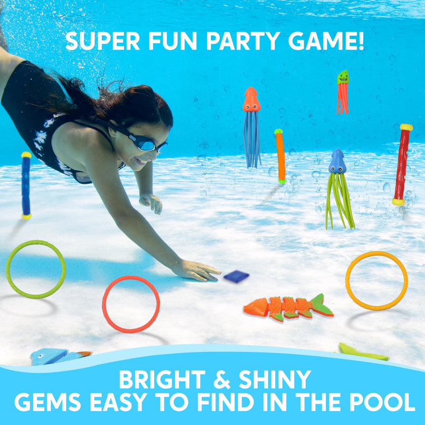 Sloosh 30 Pcs Diving Pool Toys for Kids Ages 3-12 Jumbo Set with Storage Bag Pool Games Summer Swim Water FishToys 🍁 All In One Marketplace Canada