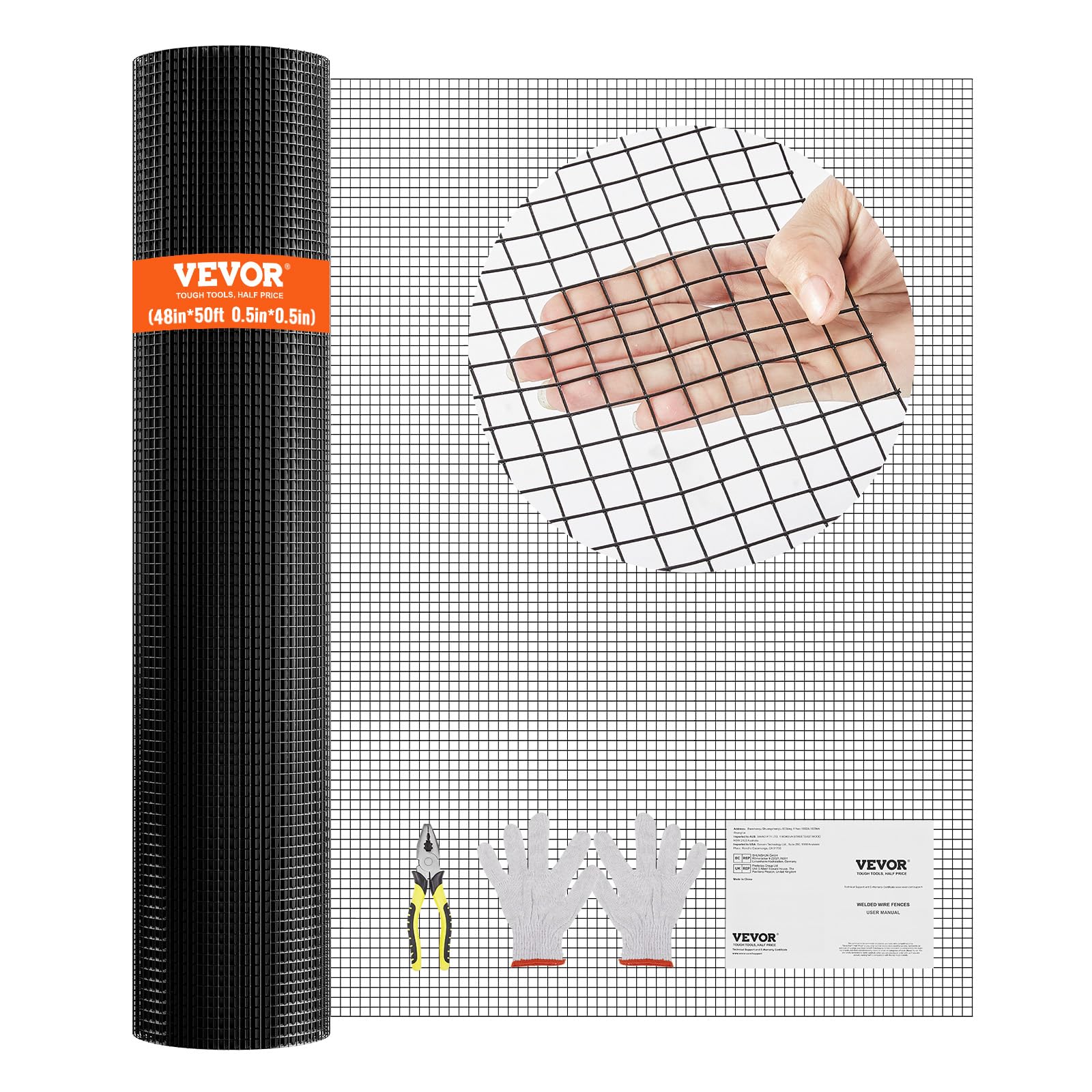 VEVOR Hardware Cloth, 48'' x 50' Galvanized Wire Mesh Roll, 19 Gauge Chicken Wire Fence Roll, Vinyl Coating Metal Wire Mesh for Chicken Coop Barrier, Rabbit Snake Fences, Poultry Enclosures 🍁 All In One Marketplace Canada