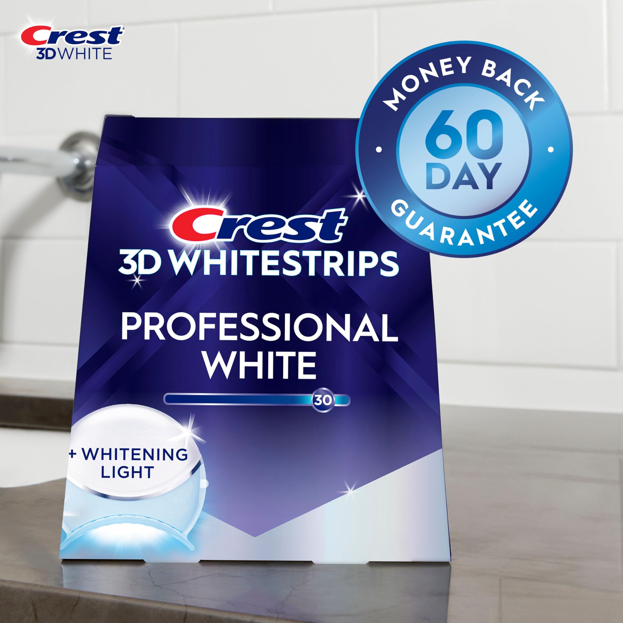 Crest 3D Whitestrips Professional White + Whitening Light At-Home Teeth Whitening Kit, 19 Treatments + Light, 30 Levels Whiter 🍁 All In One Marketplace Canada