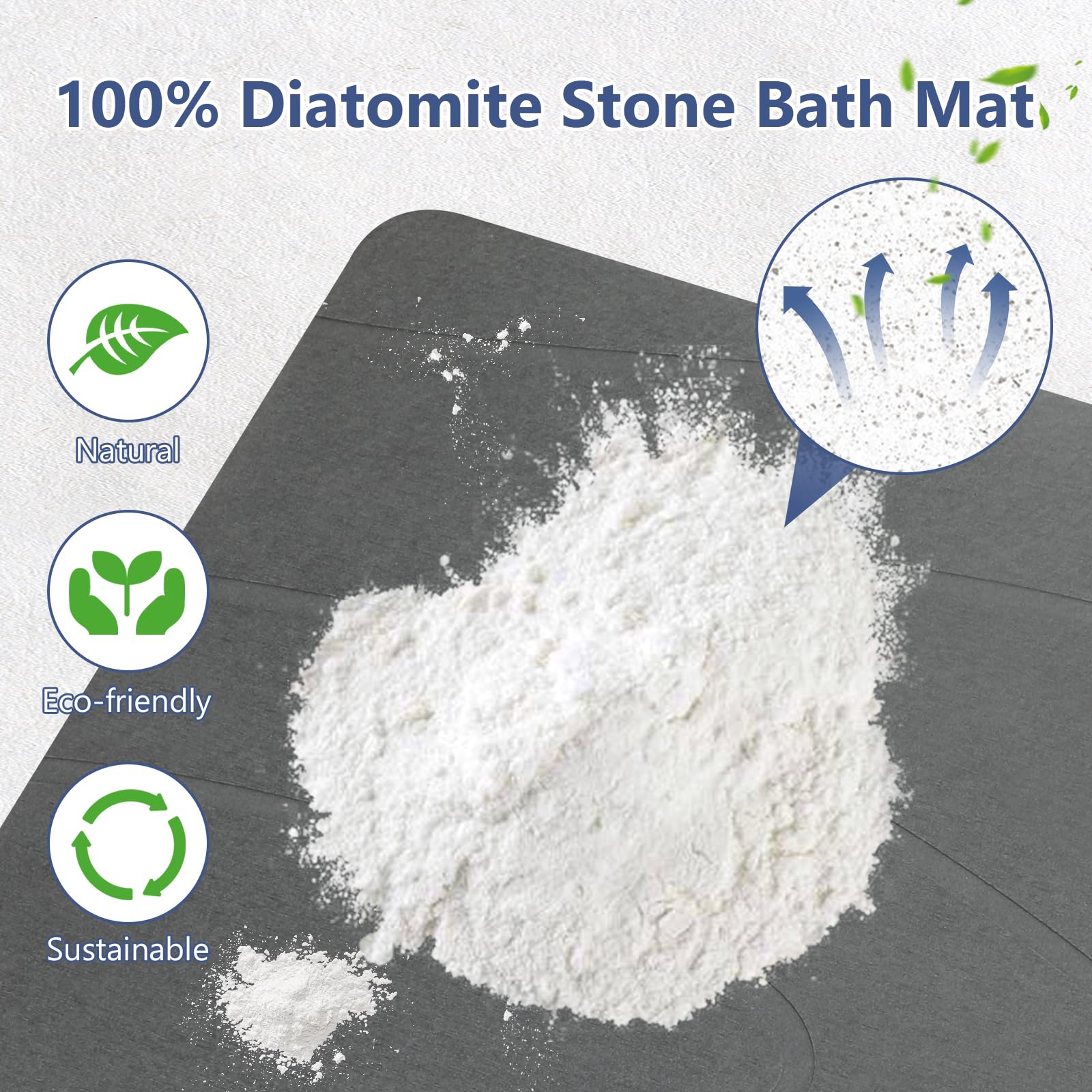 Ceecysaa 80x50cm Stone Bath Mat, Diatomaceous Earth Quick Dry Non Slip, Dark Gray 🍁 All In One Marketplace Canada