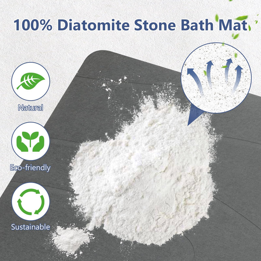 Ceecysaa 80x50cm Stone Bath Mat, Diatomaceous Earth Quick Dry Non Slip, Dark Gray 🍁 All In One Marketplace Canada