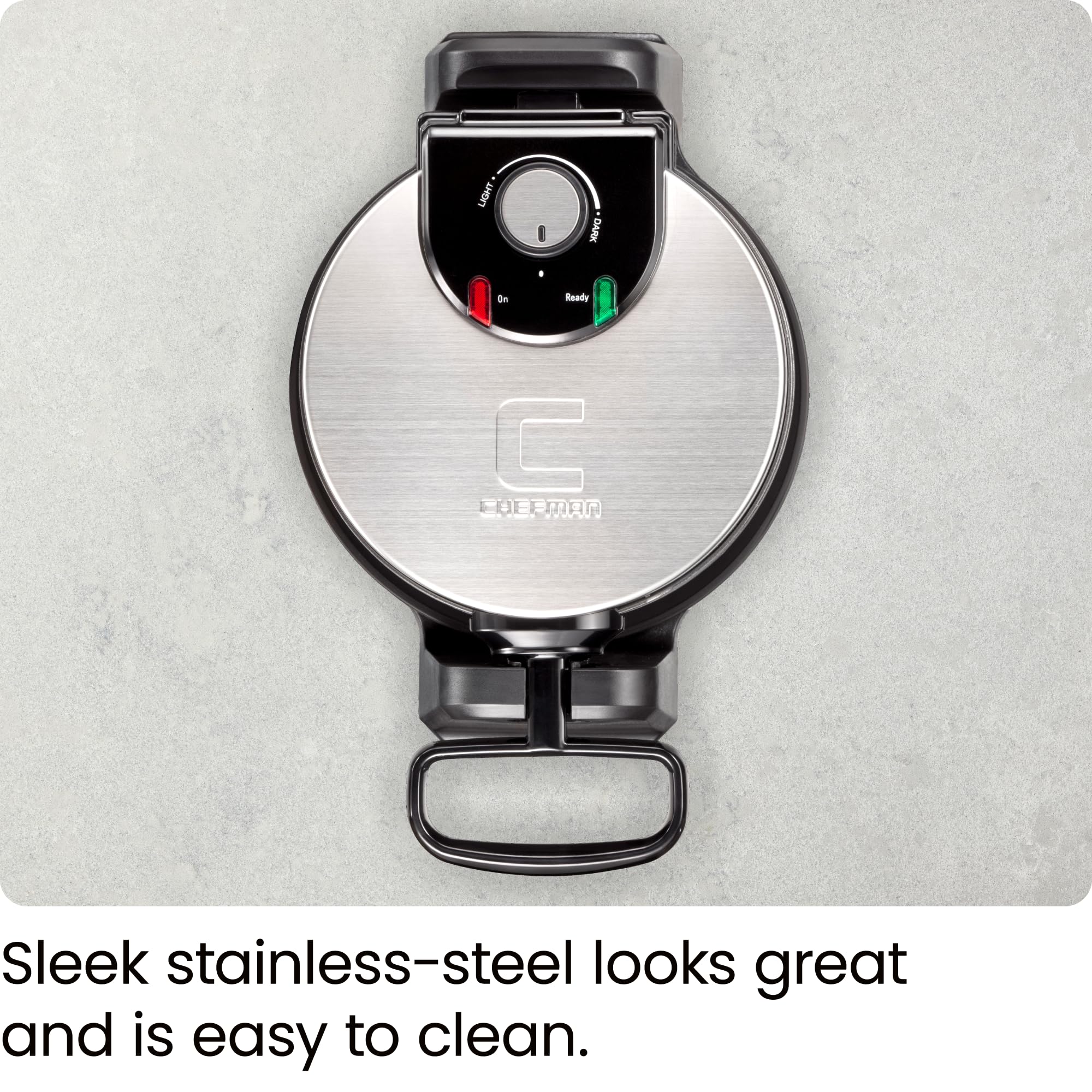 Chefman Rotating Belgian Waffle Maker, 180° Flip Iron w/ Non-Stick Plates, Adjustable Timer, Locking Lid, & Drip Plate, Space Saving Storage, Mess-Free Breakfast, Stainless Steel/Black 🍁 All In One Marketplace Canada