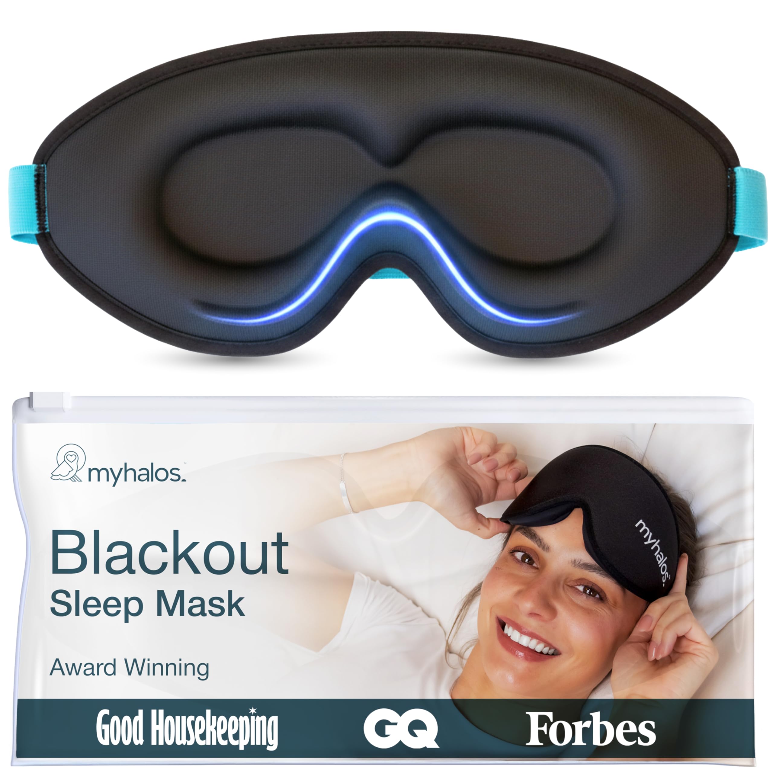 MyHalos® Sleep Mask – 3D Blackout Eye Mask for Women & Men, Side Sleepers, Zero Pressure Memory Foam Eyelash Friendly, Breathable,Award-Winning Sleep Aid for Travel (Black, 1 Count (Pack of 1) 🍁 All In One Marketplace Canada