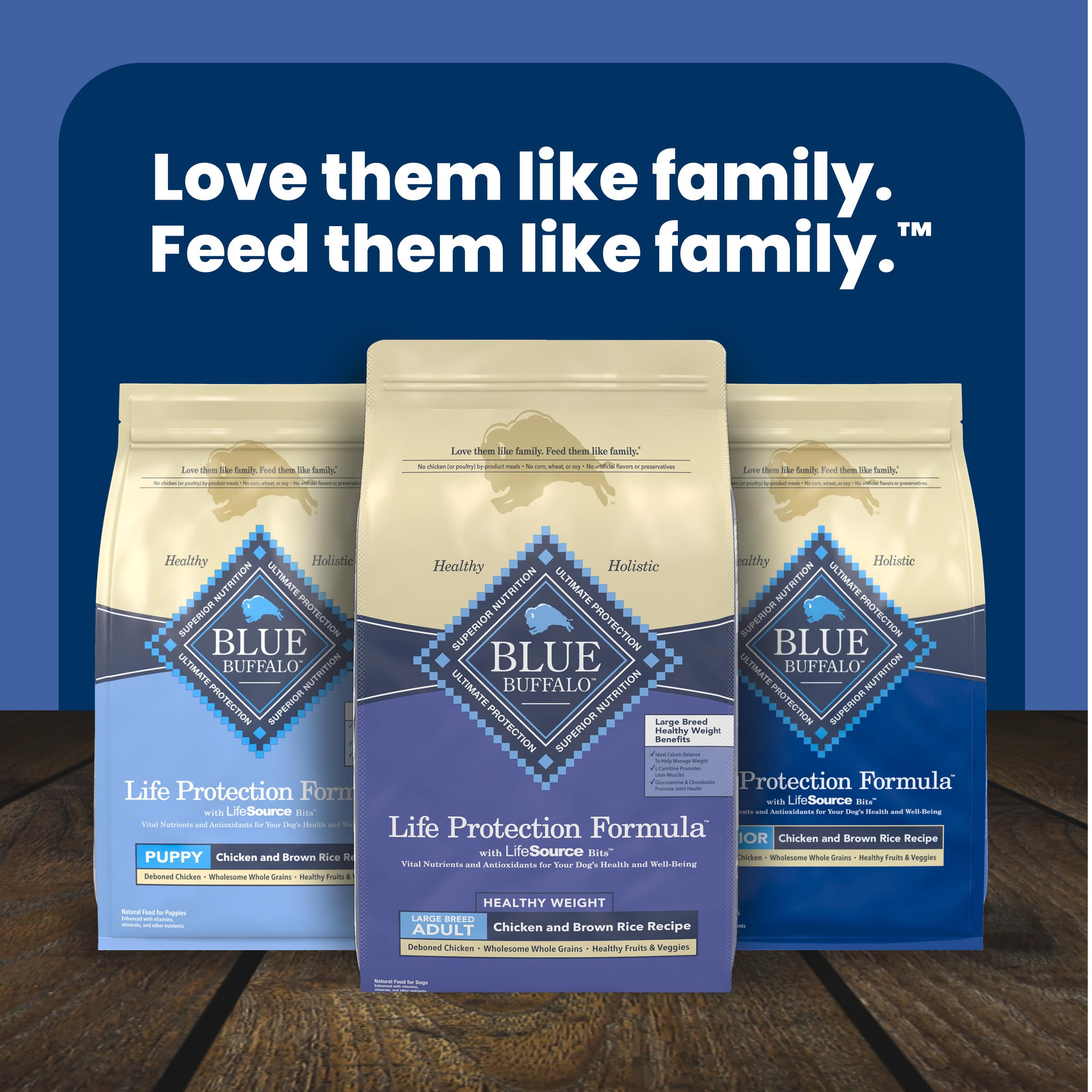 Blue Buffalo Life Protection Formula Chicken & Brown Rice Healthy Weight Large Breed Adult Dry Dog Food, Supports Immunity with LifeSource Bits, Promotes Healthy Lean Muscles,11.7kg/26 lbs 🍁 All In One Marketplace Canada