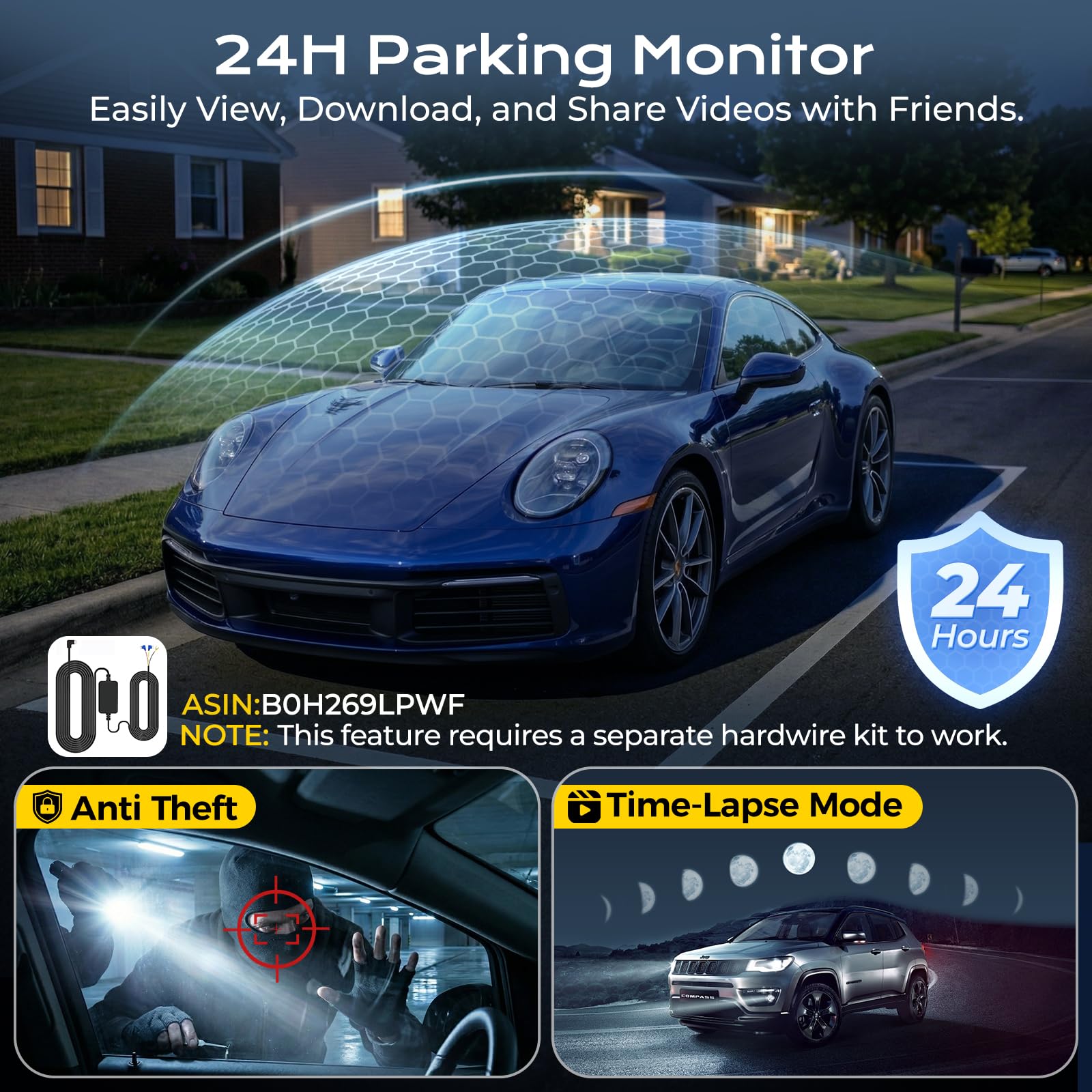 DELLFY 4 Channel Dash Cam, 4K Front & 3 * 1080P Rear/Left/Right, 360° Full View Dashcams for Cars, Built-in GPS & 5G WiFi APP, 24H Parking Mode, 8 IR Night Vision, G-Sensor, 128GB Card Included 🍁 All In One Marketplace Canada