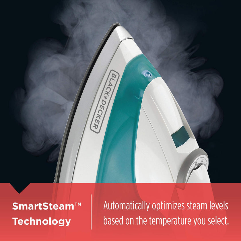 Black+Decker Lightweight Steam Iron for Clothing, Smart Steam Techology, Anti-Drip, Teal, 1200W, IR0820C 🍁 All In One Marketplace Canada