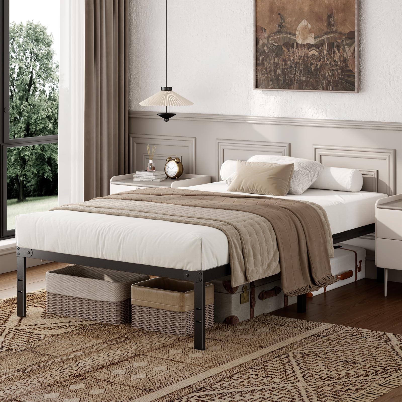 Sweetcrispy Twin Size Bed Frame, 12 Inch Under Bed Storage, Black 🍁 All In One Marketplace Canada