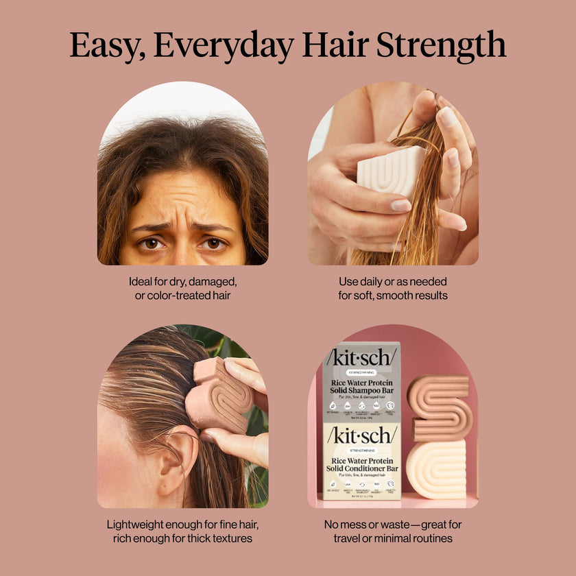 Kitsch Rice Water Protein Solid Shampoo and Conditioner Set for Hair Growth – Strengthening Hair Care Duo w/Rice Protein & Vitamins for Damage Repair – Paraben, Sulfate & Silicone Free – 2 Pack 🍁 All In One Marketplace Canada