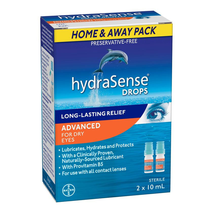 HydraSense Advanced Eye Drops, For Dry Eyes, Preservative Free, Naturally Sourced Lubricant, With Provitamin B5, Home and Away Twin Pack (2 x 10 mL), 20 mL 🍁 All In One Marketplace Canada