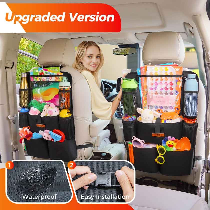 SURDOCA Car Seat Organizer with 11Inch Tablet Holder,8 Pockets,4th Gen Road Trip Essentials for Kids,Backseat Organizer Protectors Storage Accessories 🍁 All In One Marketplace Canada