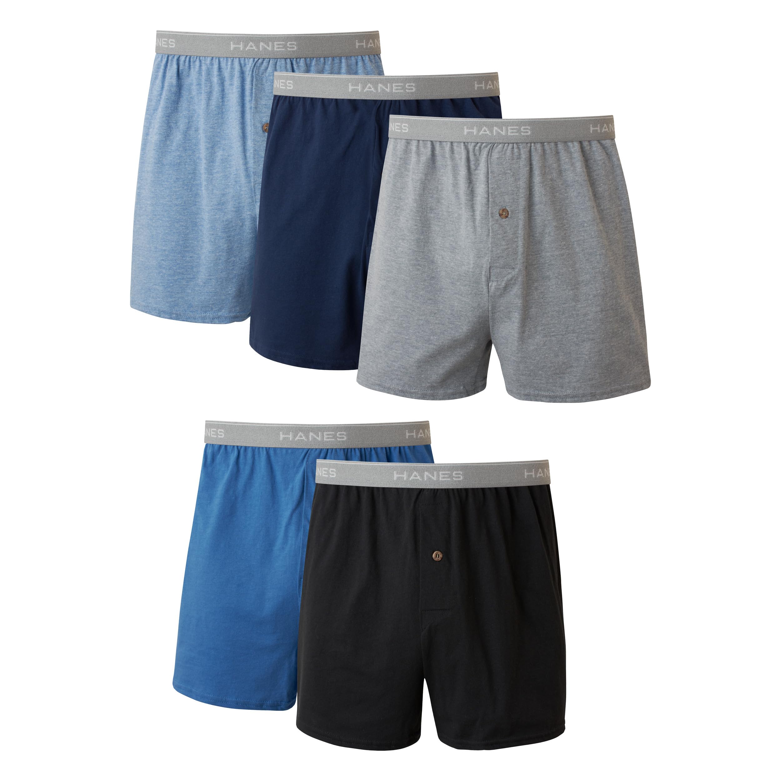 Hanes Men's 5-Pack Exposed Waistband Knit Boxers, Assorted, XX-Large/44-46 🍁 All In One Marketplace Canada