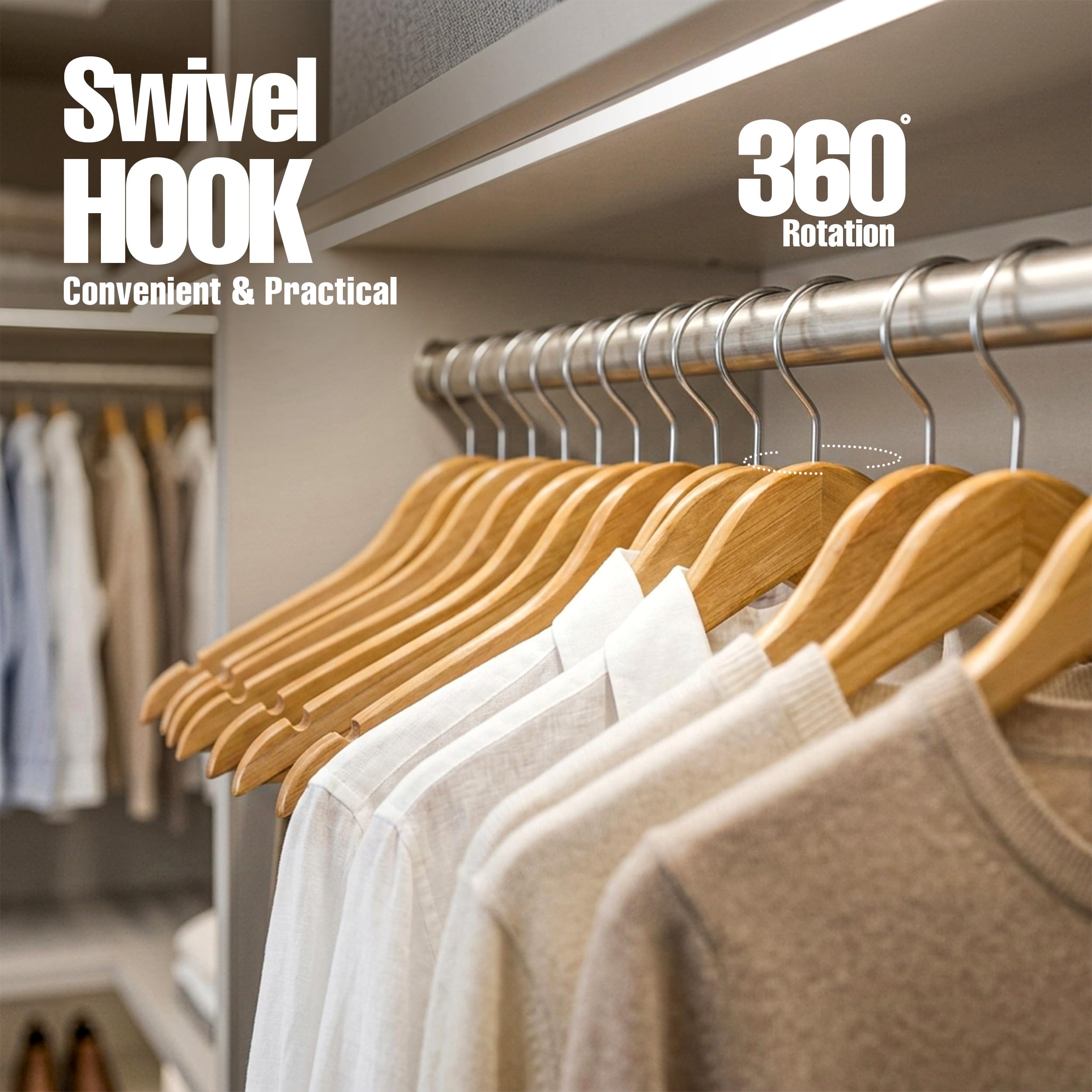 Utopia Home Premium Wooden Hangers 20 Pack - Heavy Duty & Durable Coat Hanger - Wood Hanger with 360-Degree Rotatable Hook - Clothes Hangers with Non-Slip Shoulder Notches For Shirts & Coats (Natural) 🍁 All In One Marketplace Canada