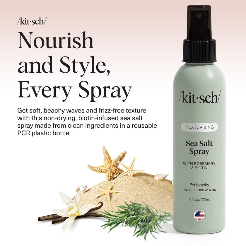 Kitsch Sea Salt Spray for Men and Women | Hair Spray with Rosemary, Biotin, Magnesium – Hair Texturizer for Natural Curls and Beach Waves, 177 mL 🍁 All In One Marketplace Canada