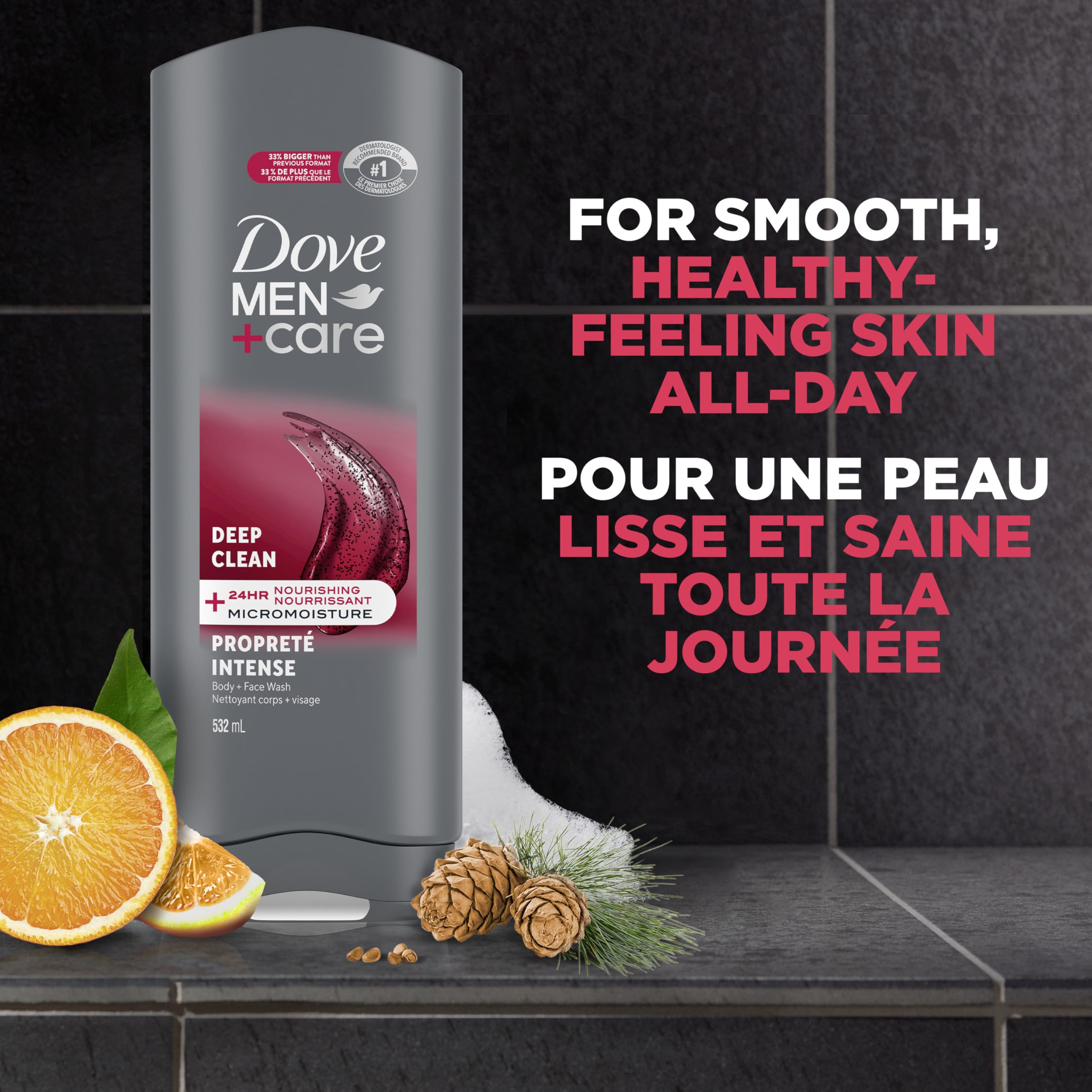 Dove Men+Care Body and Face Wash with 24-hour Nourishing Micromoisture, Deep Clean, Men's Body Wash, 532mL (Pack of 4) 🍁 All In One Marketplace Canada
