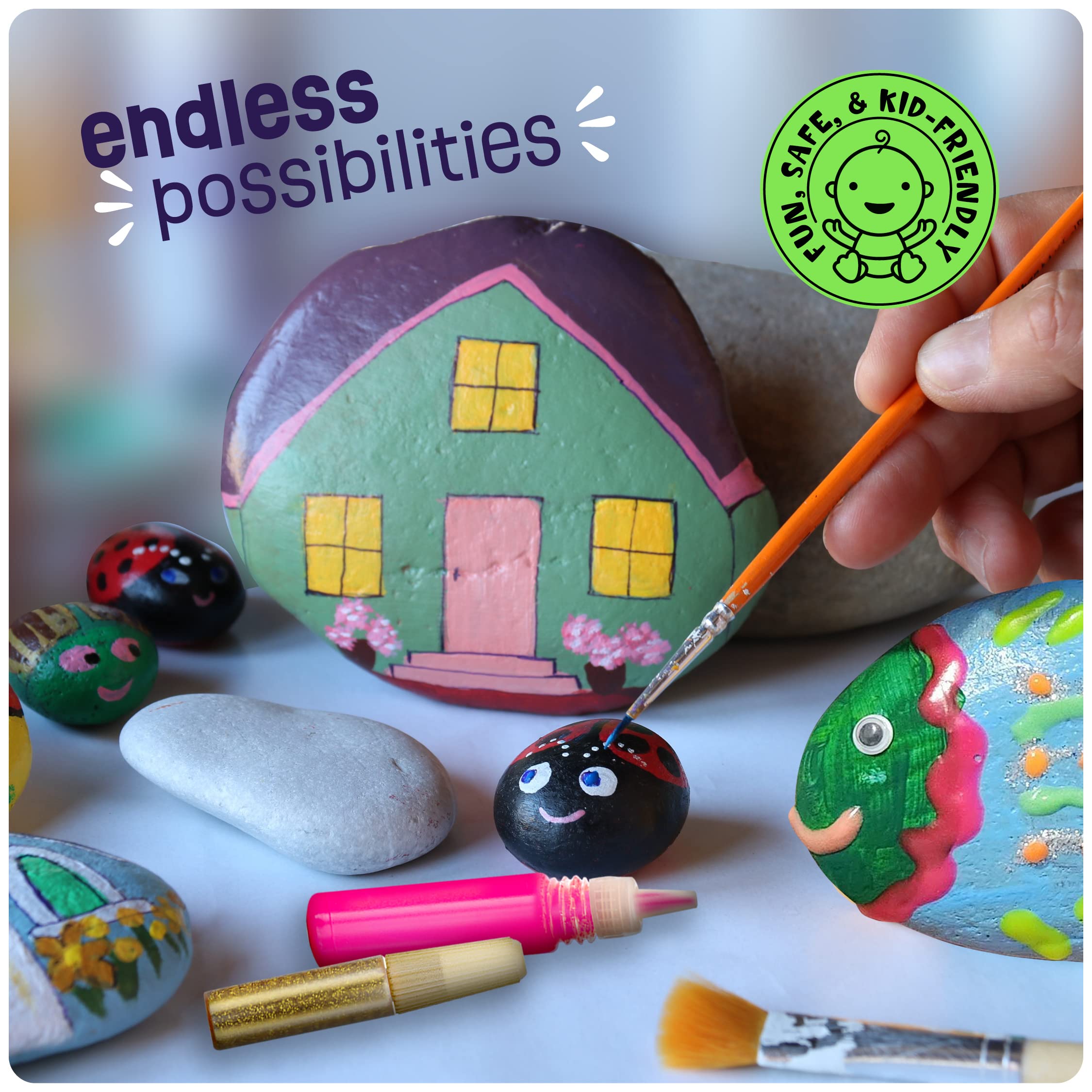 Kids Rock Painting Kit - Glow in The Dark - Arts & Crafts Christmas Gifts for Boys and Girls Ages 4-12 - Craft Activities Kits - Creative Art Toys for 4, 5, 6, 7, 8, 9, 10, 11 & 12 Year Old Kids (Glow In The Dark) 🍁 All In One Marketplace Canada