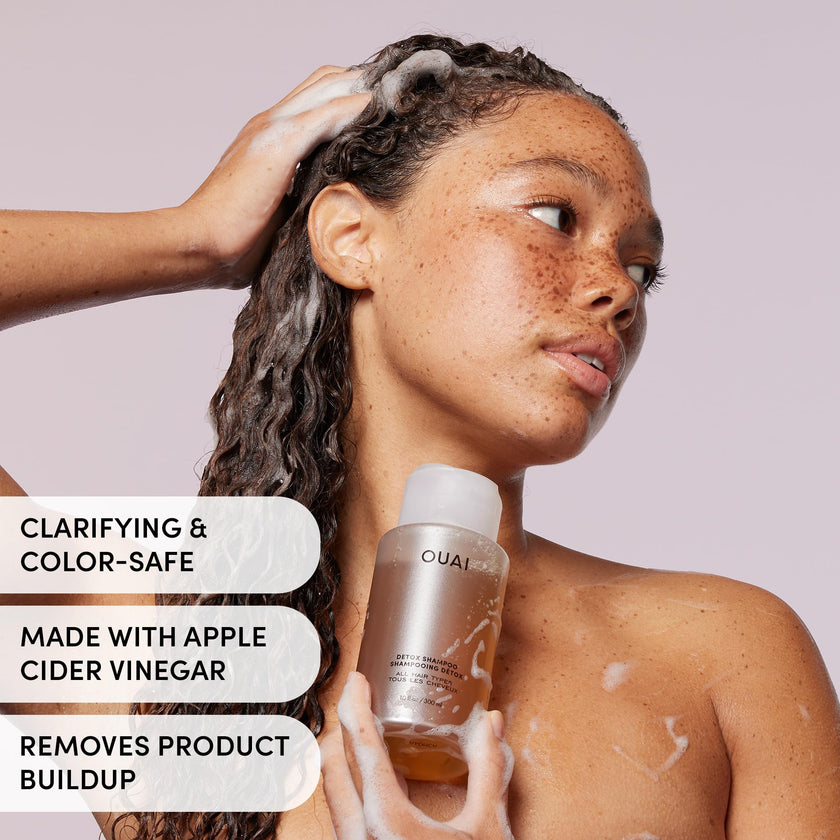 OUAI Detox Shampoo - Clarifying Shampoo for Build Up, Dirt, Oil, Product and Hard Water - Apple Cider Vinegar & Keratin for Clean, Refreshed Hair - Sulfate-Free Hair Care (10 oz) 🍁 All In One Marketplace Canada