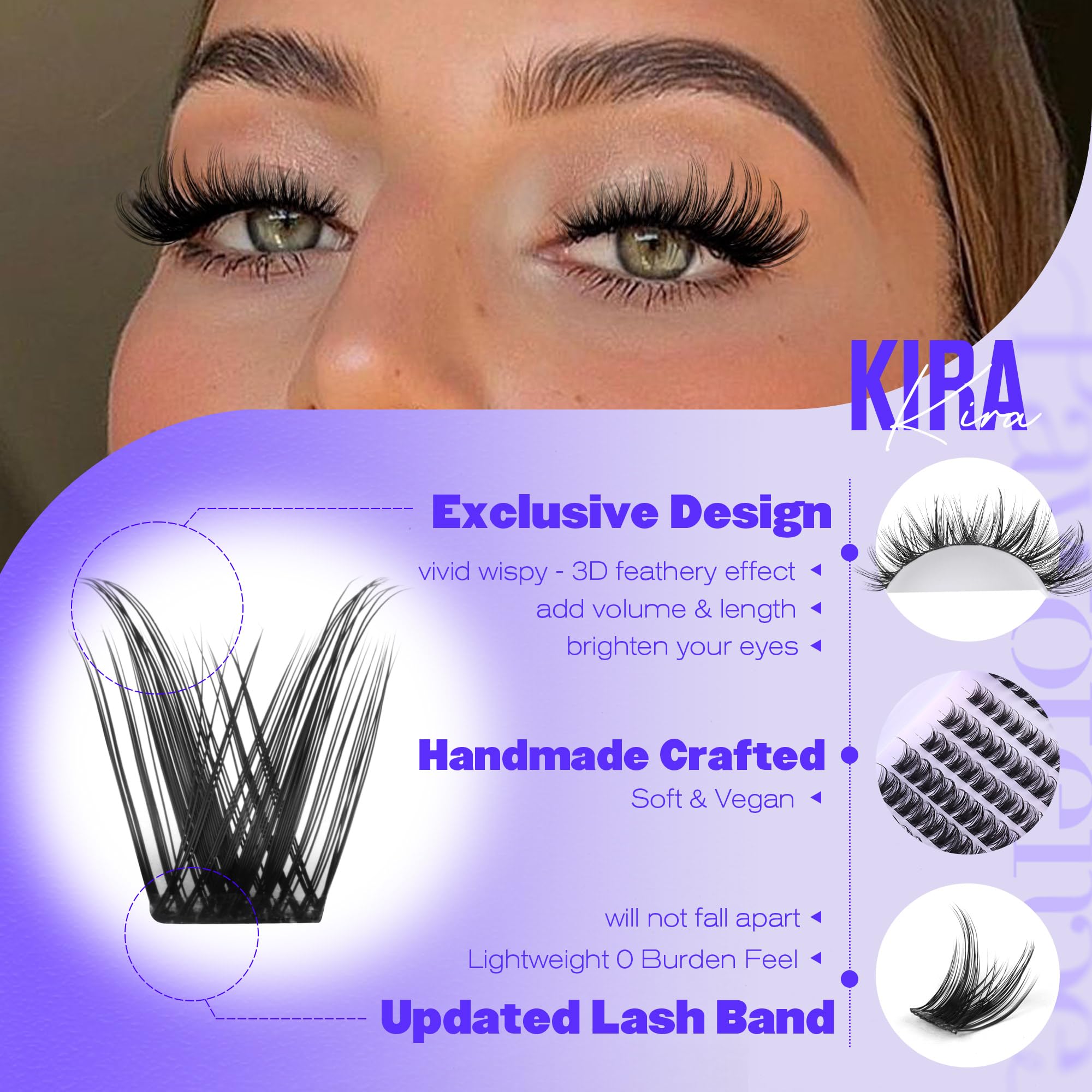 Pawotence Lash Clusters Wispy Cluster Eyelash Extensions 10-18mm Individual Lashes D Curl Cluster Lashes Extension DIY Soft Comfortable Eyelash Clusters with Thin Band 🍁 All In One Marketplace Canada