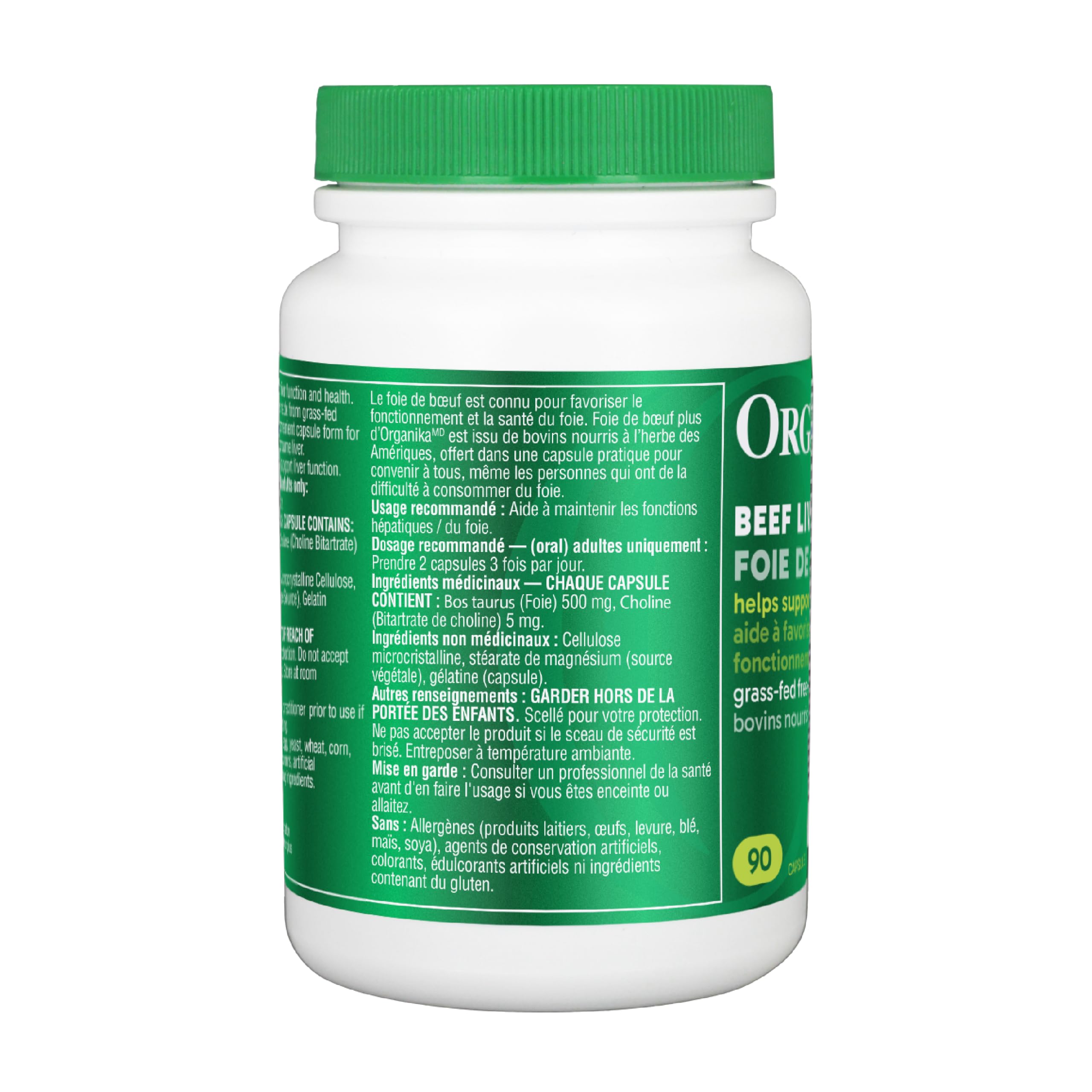 Organika Beef Liver Plus Choline- Sourced from Grass-Fed + Finished Cattle, Pasture Raised, High in Vitamins and Minerals, Supports Liver Function, Energy Levels, and Immunity- 90caps 🍁 All In One Marketplace Canada