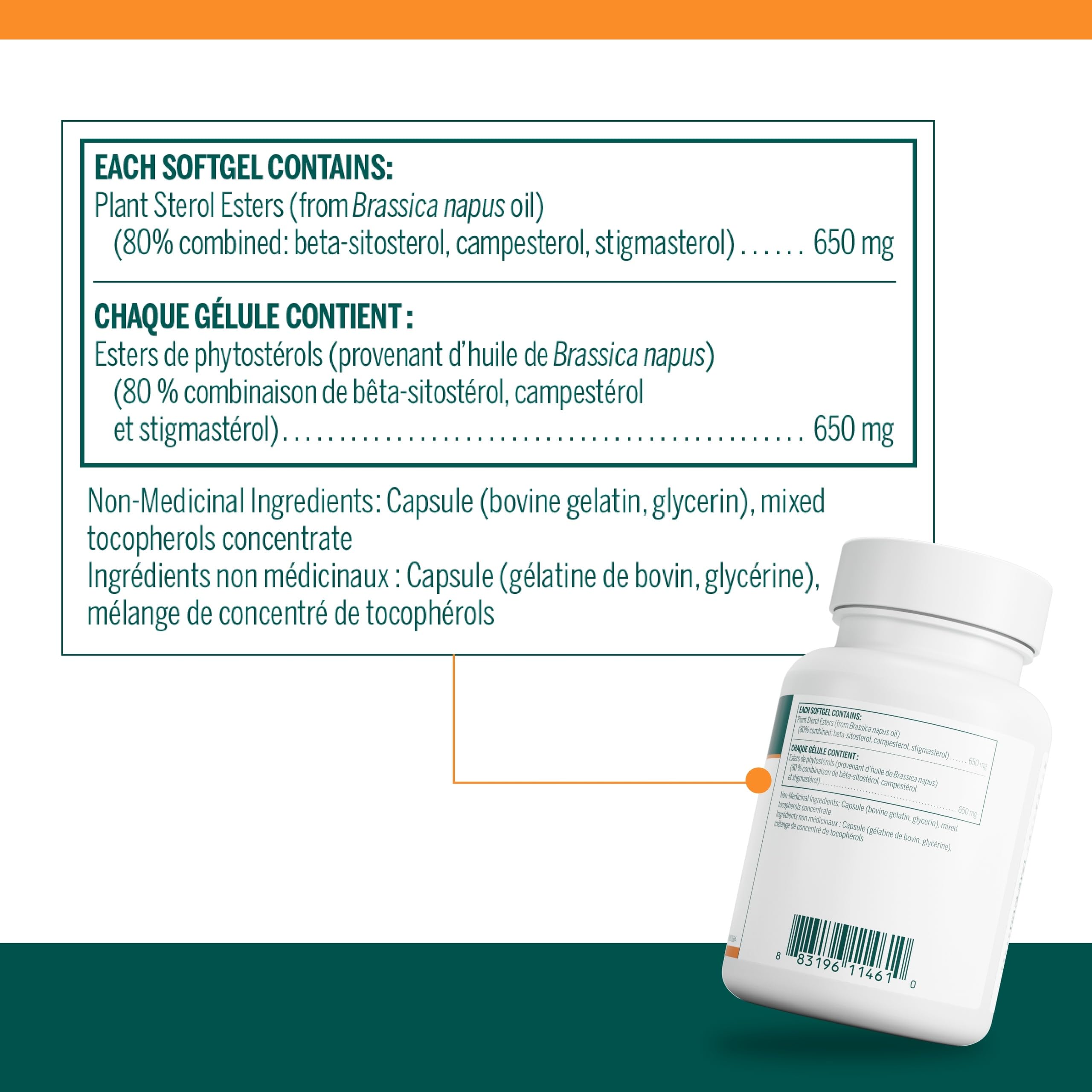 Genestra Brands Col-Sterol - Beta Sitosterol Plant Sterol Supplement - For Heart Health & Cholesterol Support - Herbal Supplement - Dairy Free & Gluten Free - 60 Softgel Capsules 🍁 All In One Marketplace Canada