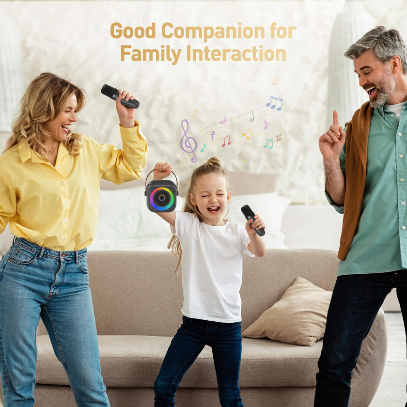 Mini Karaoke Machine, Portable Bluetooth Karaoke Speaker with 2 Wireless Microphones and Party Lights for Kids and Adults, Birthday Gifts for Girls Boys Family Home Party 🍁 All In One Marketplace Canada