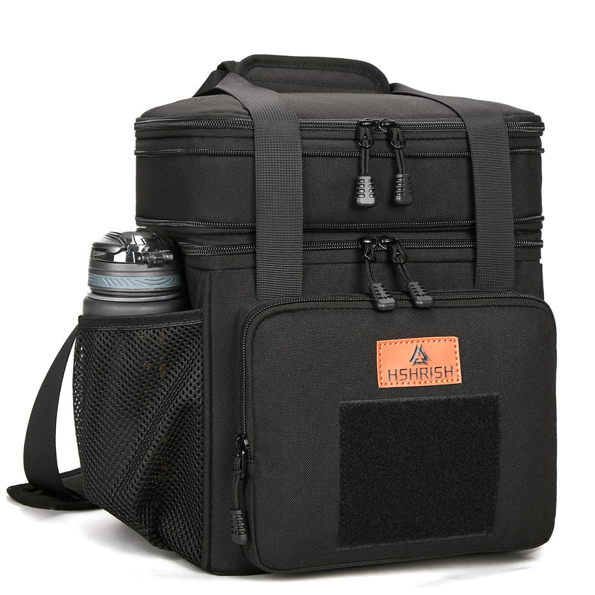 Double Deck Large Tactical Lunch Bag for Adults, Leakproof Insulated Lunch Bag with Shoulder Strap, Lunch Cooler Box for Men Work Outdoor Picnic Trips,Black 🍁 All In One Marketplace Canada