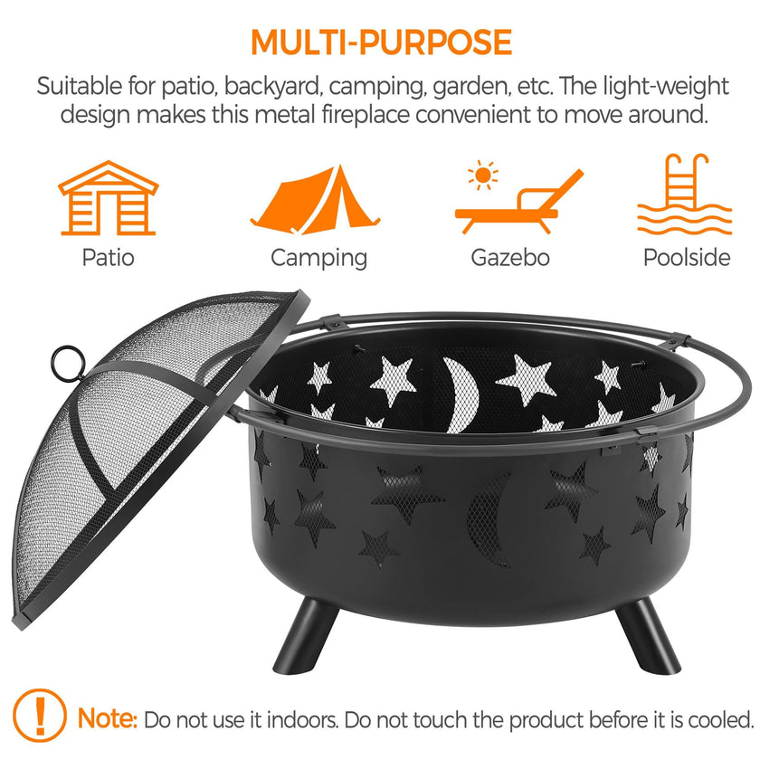Yaheetech 30in Fire Pits with Poker & Spark Screen Deep Large Fire Bowl 🍁 All In One Marketplace Canada
