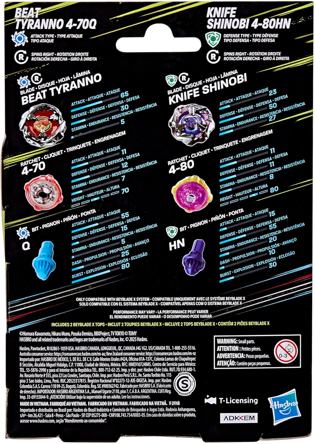 (Hasbro) Beyblade X - Beat Tyranno 4-70Q & Knife Shinobi 4-80HN Dual Pack