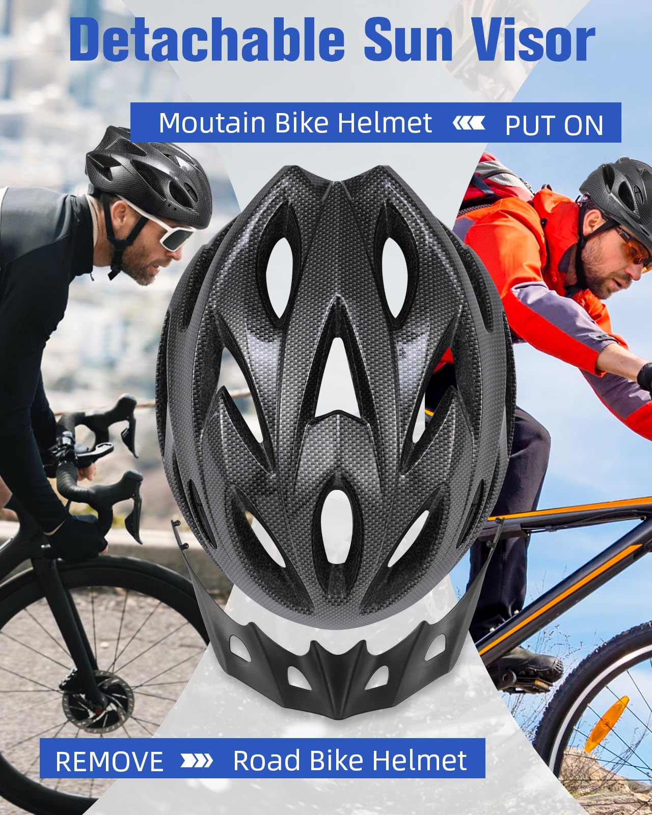 Zacro Bike Helmet Adult Men Women - CPSC Safety Certified Lightweight Bicycle Helmet with Detachable Sun Visor, Mountain Bike Helmet Suitable for Men Women Adults Youth 🍁 All In One Marketplace Canada
