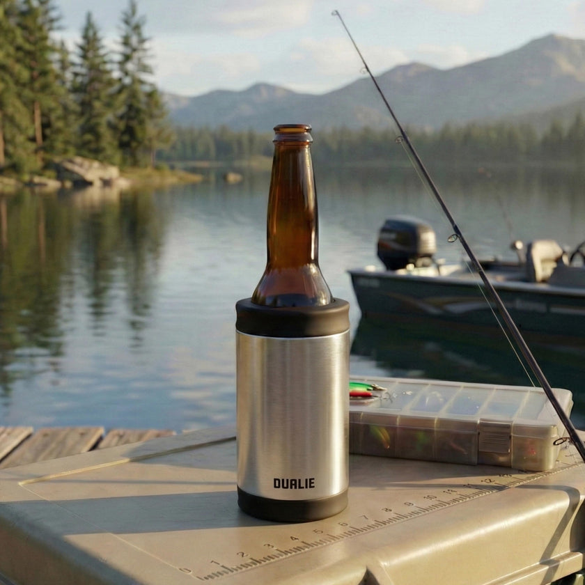 DUALIE 3 in 1 Insulated Can Cooler - Universal Size for 12 oz Cans, Slim Cans, and Bottles - Stainless 🍁 All In One Marketplace Canada