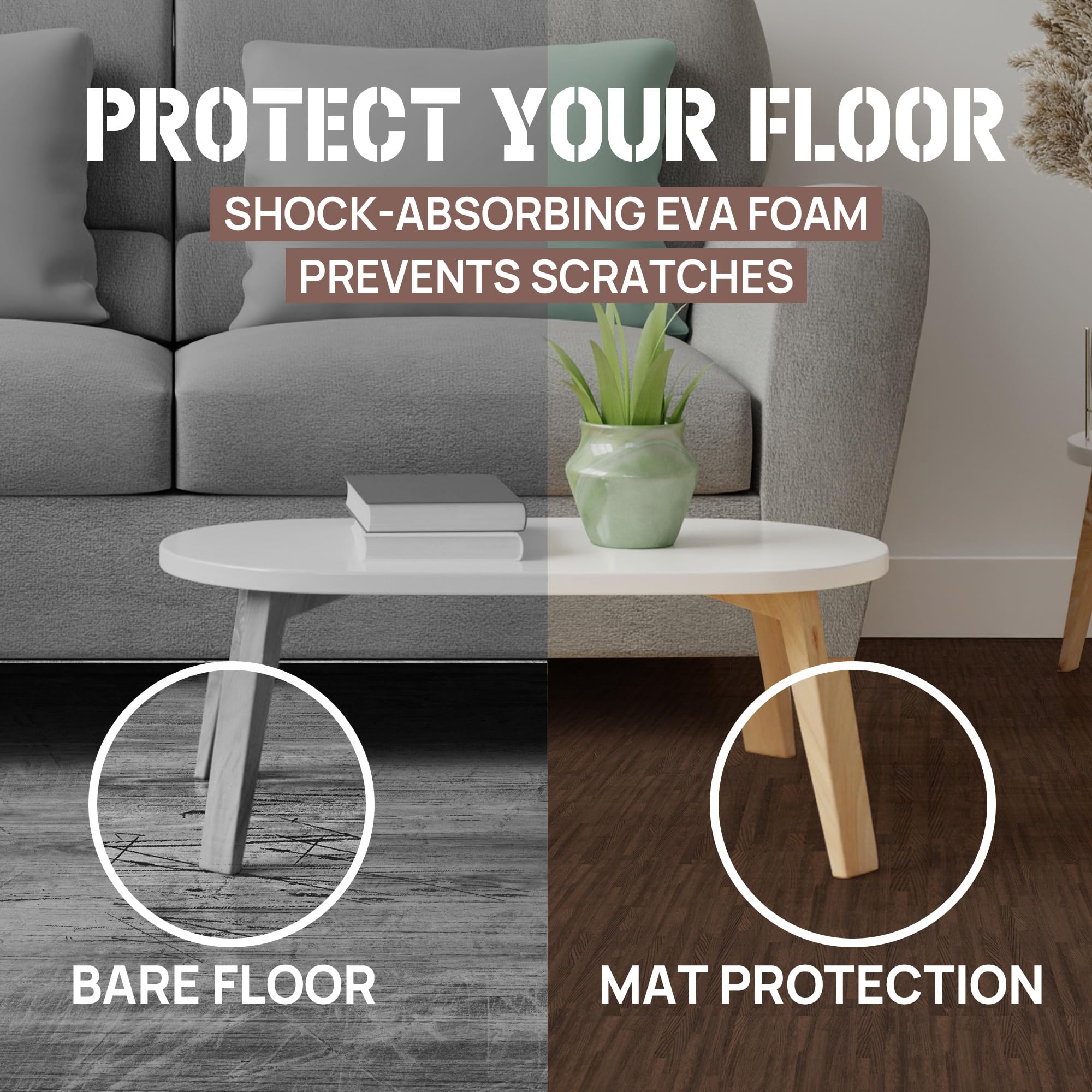 Yes4All EVA Interlocking Mats, Puzzle Floor Tiles, Foam Floor Padding with Border for Furniture, Home Space, Living Room, Garage - Dark Oak Wood, 4.46 m2 🍁 All In One Marketplace Canada