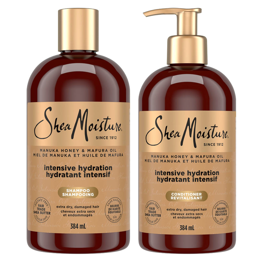 Shea Moisture Manuka Honey and Mafura Oil Shampoo and Conditioner For Extra Dry, Damaged Hair Formulated Without Sulfates, Silicones, Parabens, Phthalates, Mineral Oil or Petrolatum, 384ml (2-Pack) 🍁 All In One Marketplace Canada