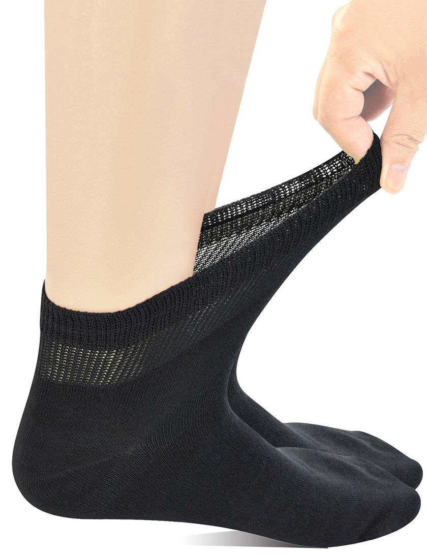 Yomandamor 5 Pairs Mens Bamboo Blend Cotton Ankle Extra-Wide Diabetic Socks with Seamless Toe(Size:10-13)(black) 🍁 All In One Marketplace Canada