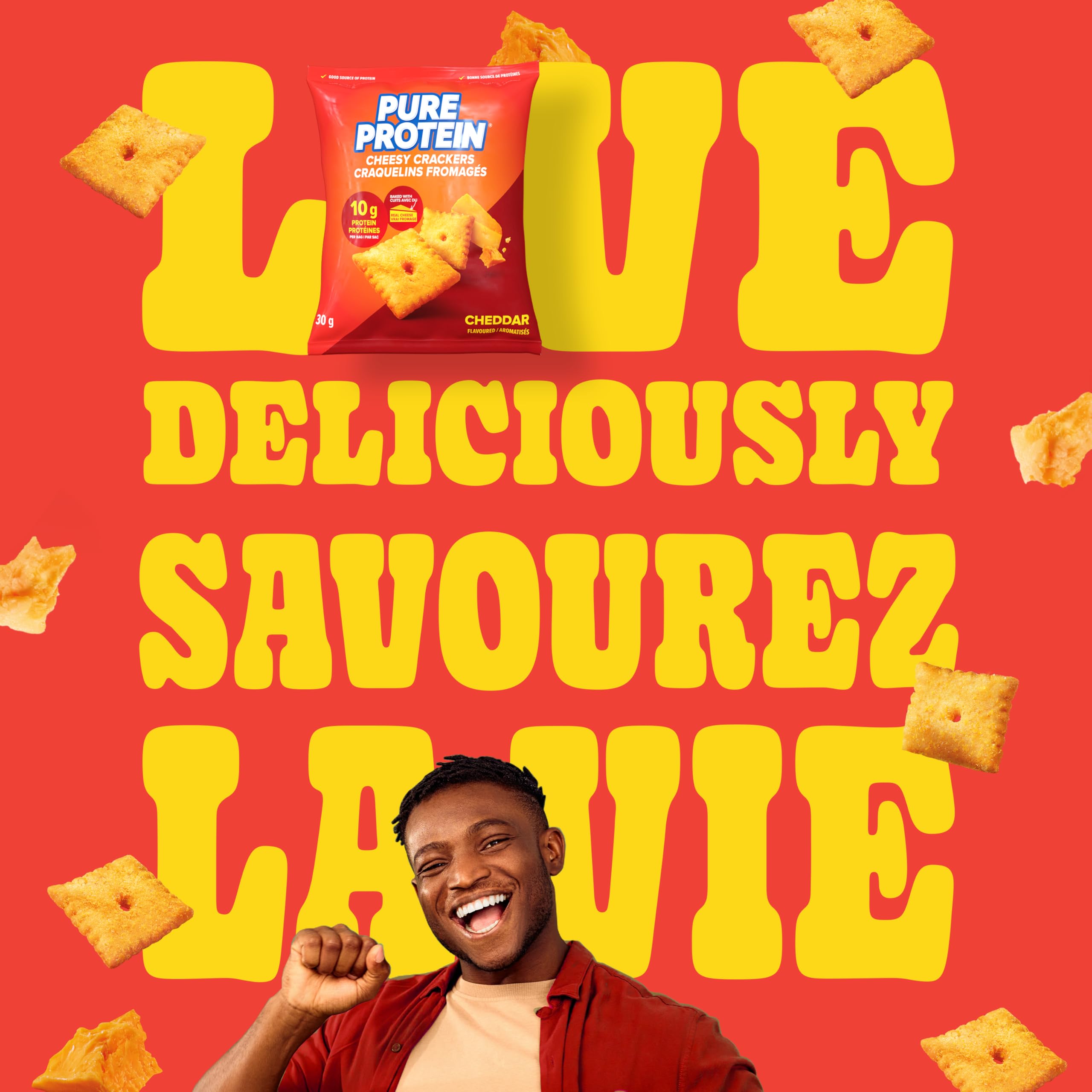 Pure Protein Cheesy Crackers, Cheddar, High Protein Snack, 10G Protein, Pack of 8 🍁 All In One Marketplace Canada
