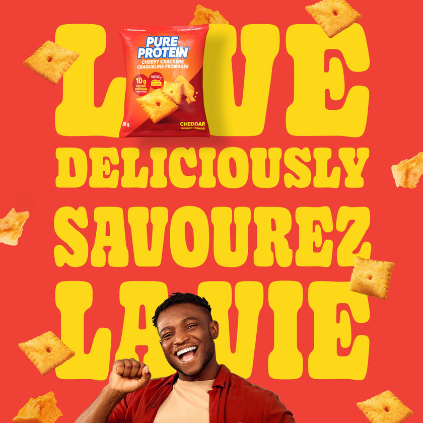 Pure Protein Cheesy Crackers, Cheddar, High Protein Snack, 10G Protein, Pack of 8 🍁 All In One Marketplace Canada