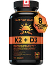 Nutratology® Vitamin K2 + D3 | Canadian-Made | Highest Potency 120MCG/1000 IU - 240 Capsules - Helps Maintain Bone & Teeth Health - Formulated With MK-7 For Best Results - Immune System Support. 🍁 All In One Marketplace Canada