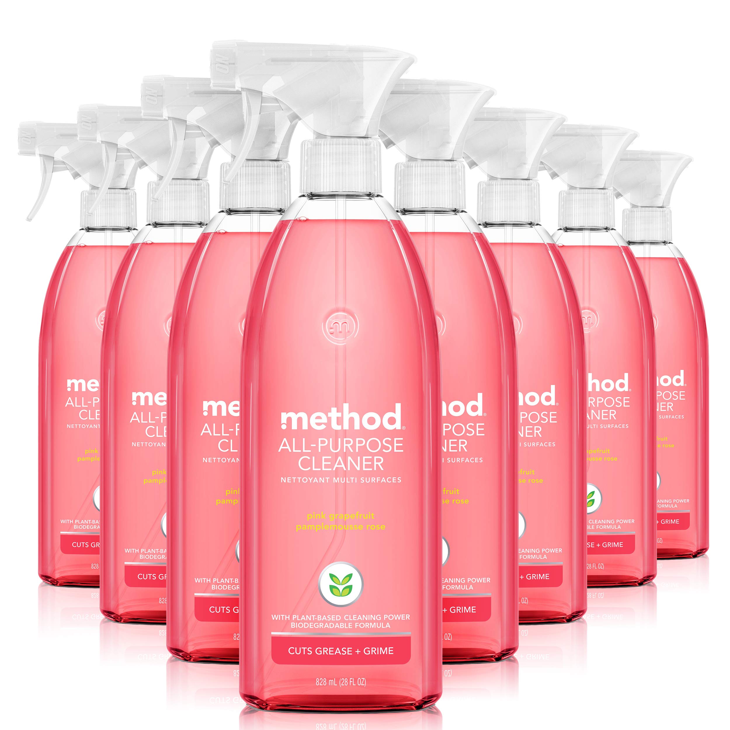 Method All-Purpose Cleaner Spray, Plant-Based and Biodegradable Formula Perfect for Most Counters, Tiles, Stone, and More, Pink Grapefruit Scent, 828 ml Spray Bottles, 8 Pack, Packaging May Vary 🍁 All In One Marketplace Canada